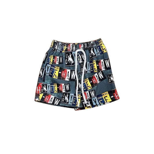 (Pre-order)SS0513 Rodeo YEE-HAW Print Boys Summer Bottom Shorts