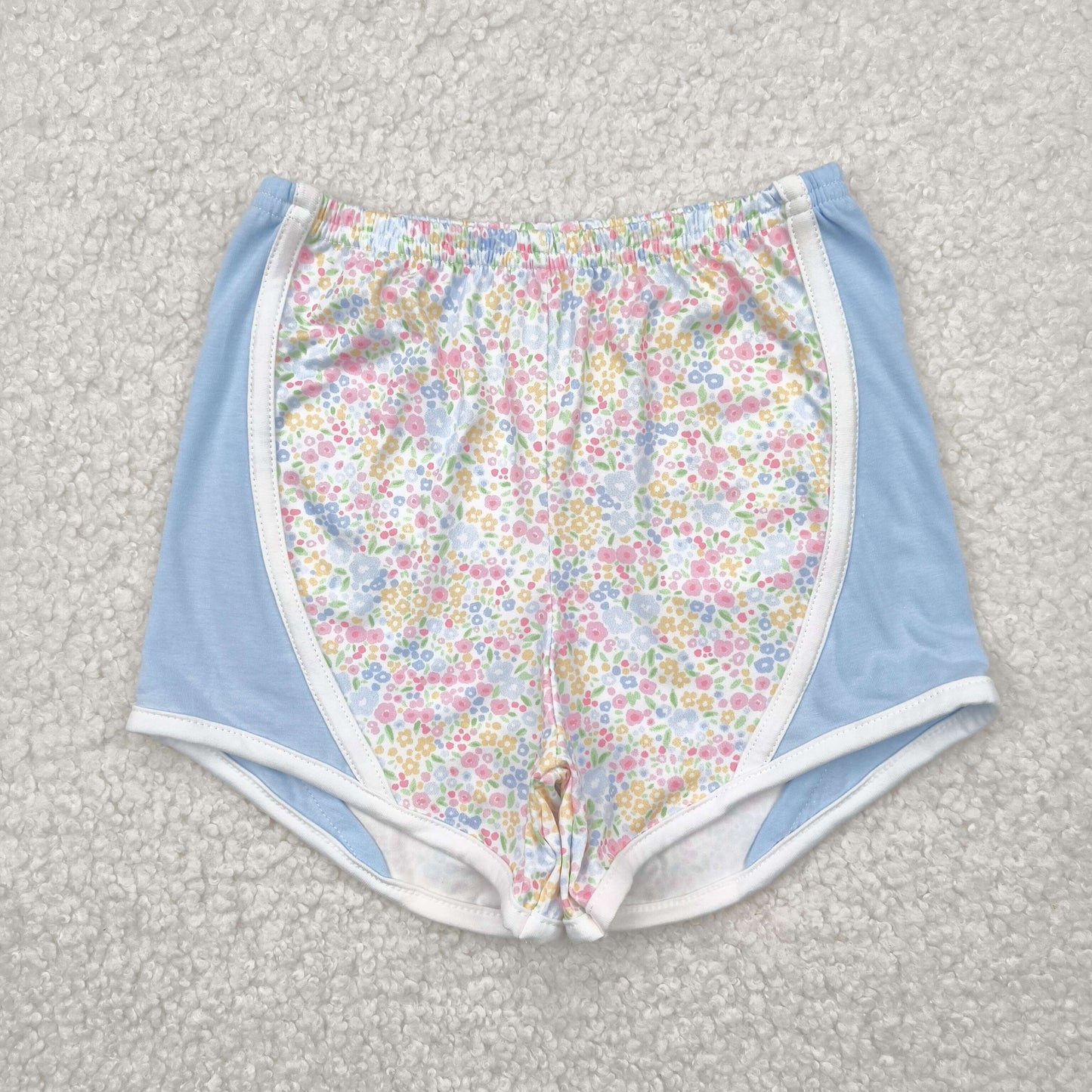 SS0522 Colorful Small Flowers Blue Print Girls Summer Bottom Shorts