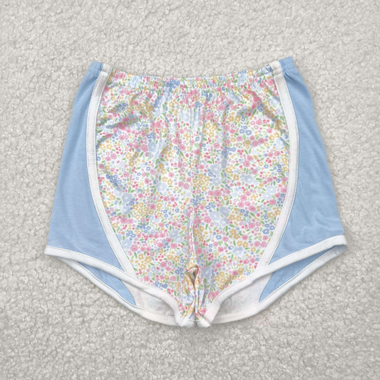 SS0522 Colorful Small Flowers Blue Print Girls Summer Bottom Shorts