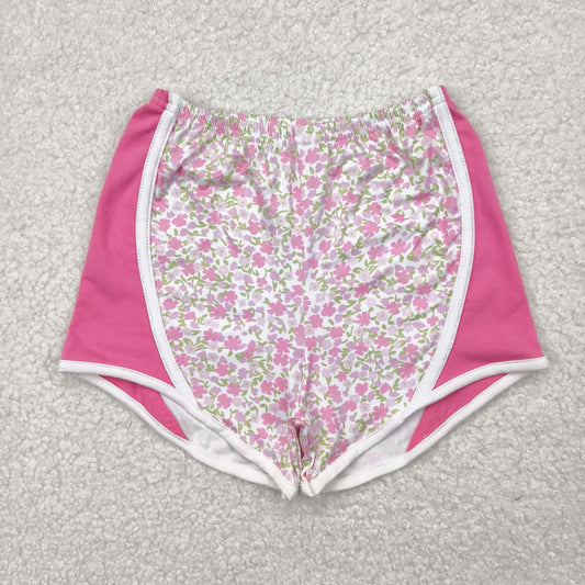 SS0523 Pink Small Flowers Print Girls Summer Bottom Shorts