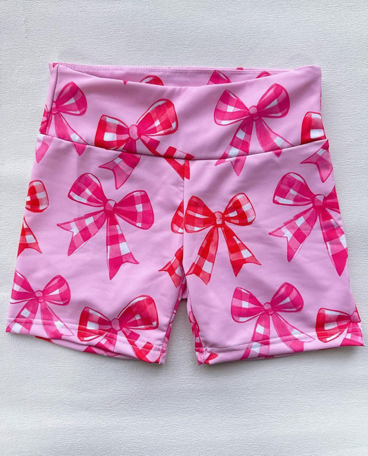 (Pre-order)SS0540 Bows Pink Girls Summer Bottom Biker Shorts