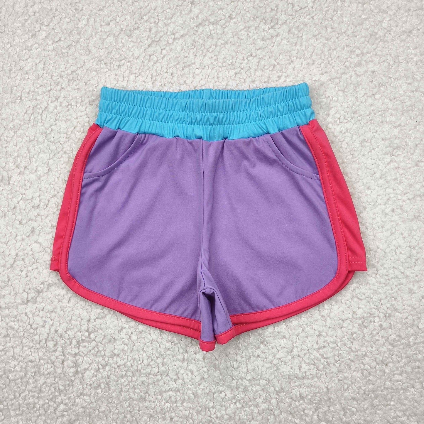 GSSO2507 Hot Pink Tank Top Pockets Shorts Girls Summer Yoga Clothes Set