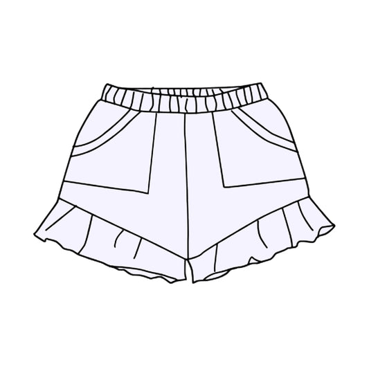 (Pre-order)SS0559 White Pockets Ruffle Girls Summer Bottom Shorts