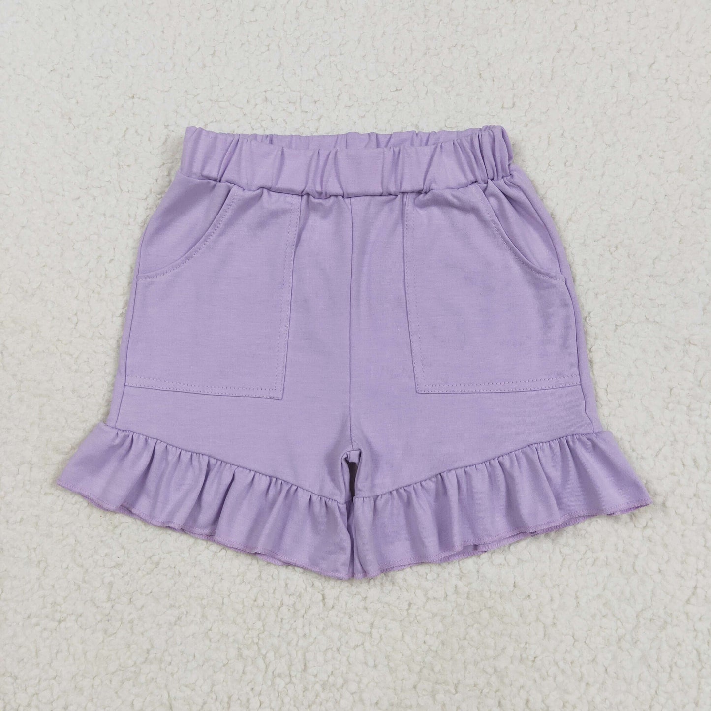 SS0561 Lavender Pockets Ruffle Girls Summer Bottom Shorts