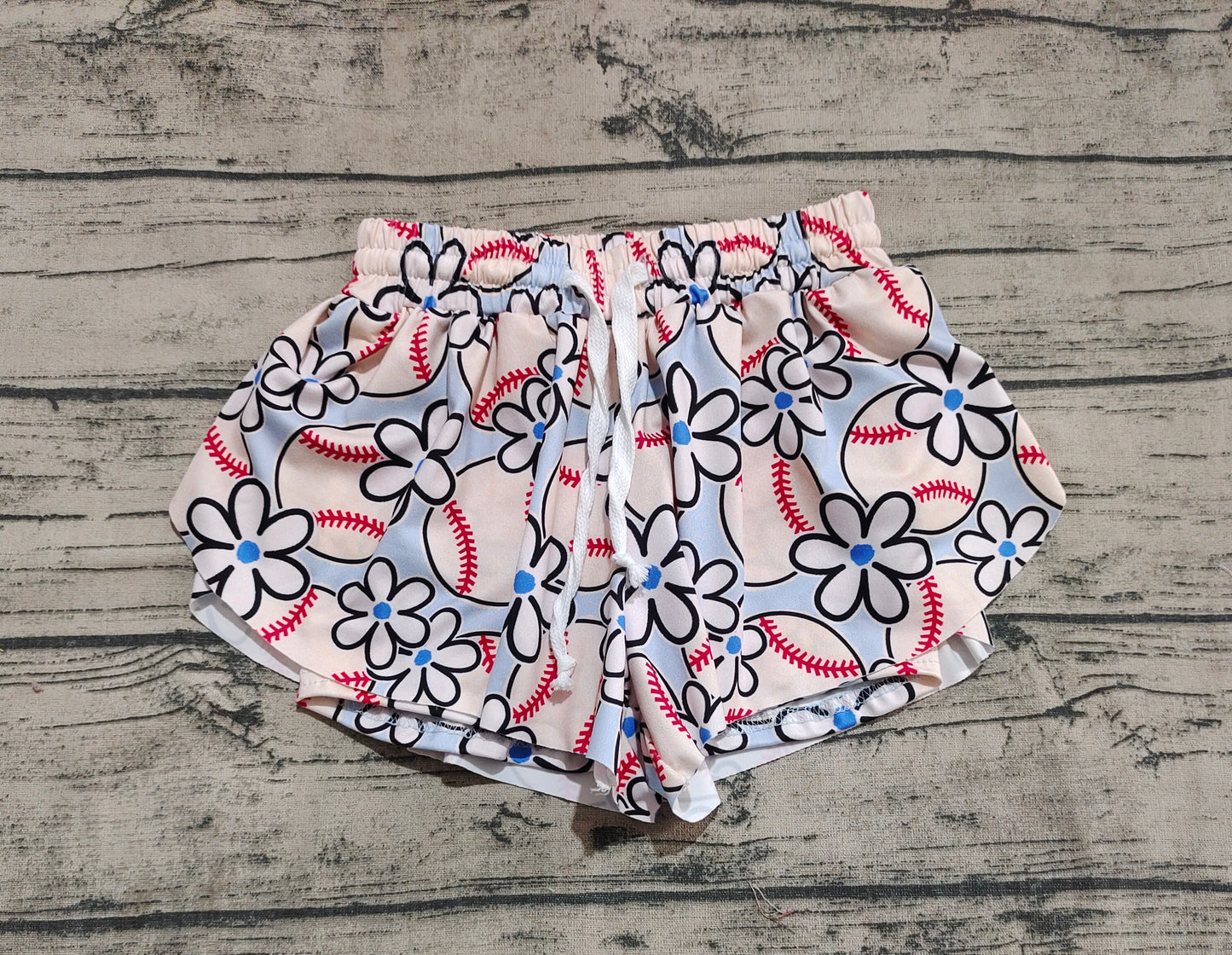 (Pre-order)SS0581 Baseball Flowers Girls Summer Bottom Shorts