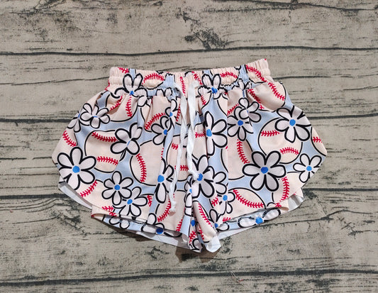 (Pre-order)SS0581 Baseball Flowers Girls Summer Bottom Shorts