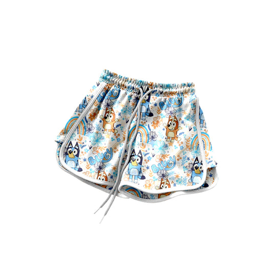 (Pre-order)SS0600 Cartoon Dog Flowers Rainbow Print Girls Summer Bottom Shorts