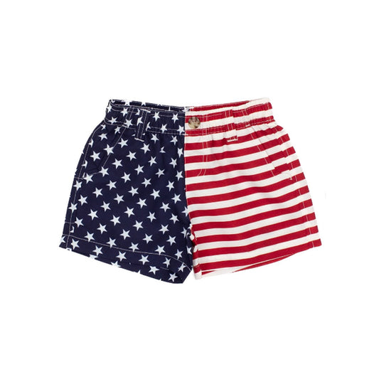 (Pre-order)SS0604 Stars Red Stripes Print Kids 4th of July Bottom Shorts