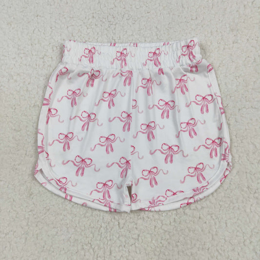 SS0608 Pink Bows Print Girls Summer Bottom Shorts