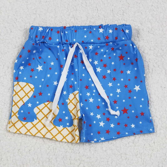 SS0611 Stars Blue Print Boys 4th of July Bottom Shorts