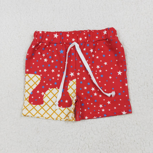 SS0612 Stars Red Print Boys 4th of July Bottom Shorts
