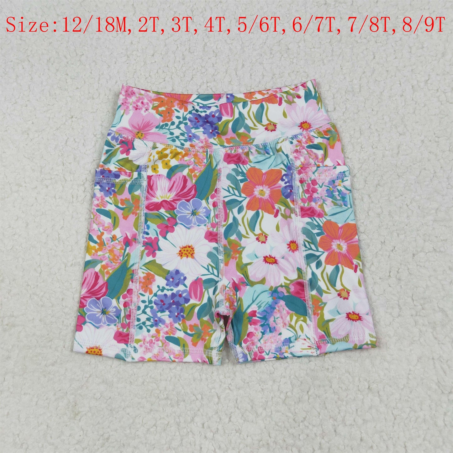 SS0614 Colorful Flowers Girls Summer Bottom Yoga Shorts