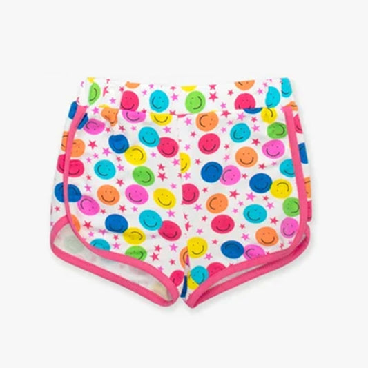 (Pre-order)SS0615 Colorful Smiling Face Print Girls Summer Bottom Shorts