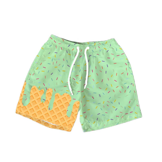 (Pre-order)SS0620 Green Sprinkles Print Boys Summer Bottom Shorts