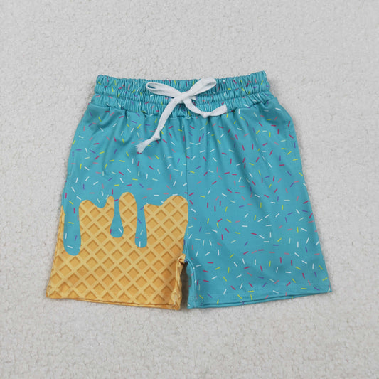 SS0623-2 Teal Sprinkles Print Boys Summer Bottom Shorts