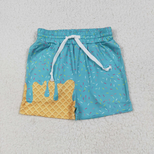 SS0623 Teal Sprinkles Print Boys Summer Bottom Shorts