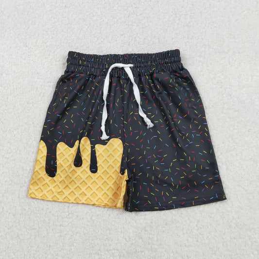 SS0624 Black Sprinkles Print Boys Summer Bottom Shorts
