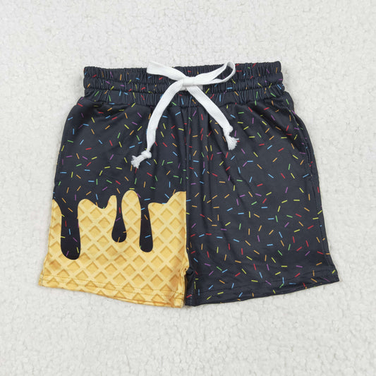 SS0624 Black Sprinkles Print Boys Summer Bottom Shorts