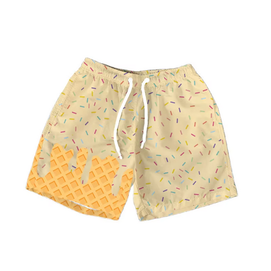 (Pre-order)SS0627 Beige Sprinkles Print Boys Summer Bottom Shorts