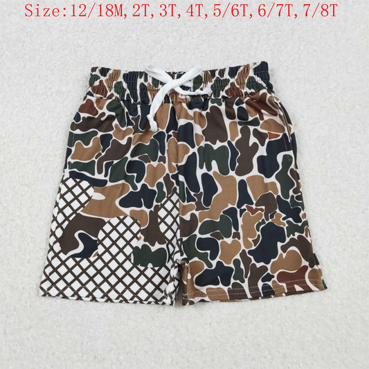 SS0651 Brown Camo Print Boys Summer Bottom Shorts