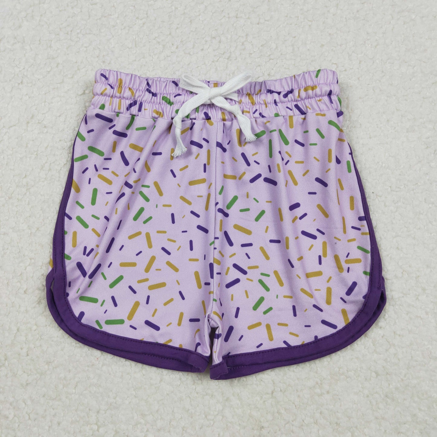 SS0656 Sprinkles Purple Print Kids Mardi Gras Bottom Shorts