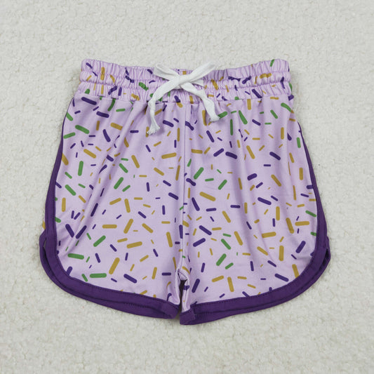 SS0656 Sprinkles Purple Print Kids Mardi Gras Bottom Shorts
