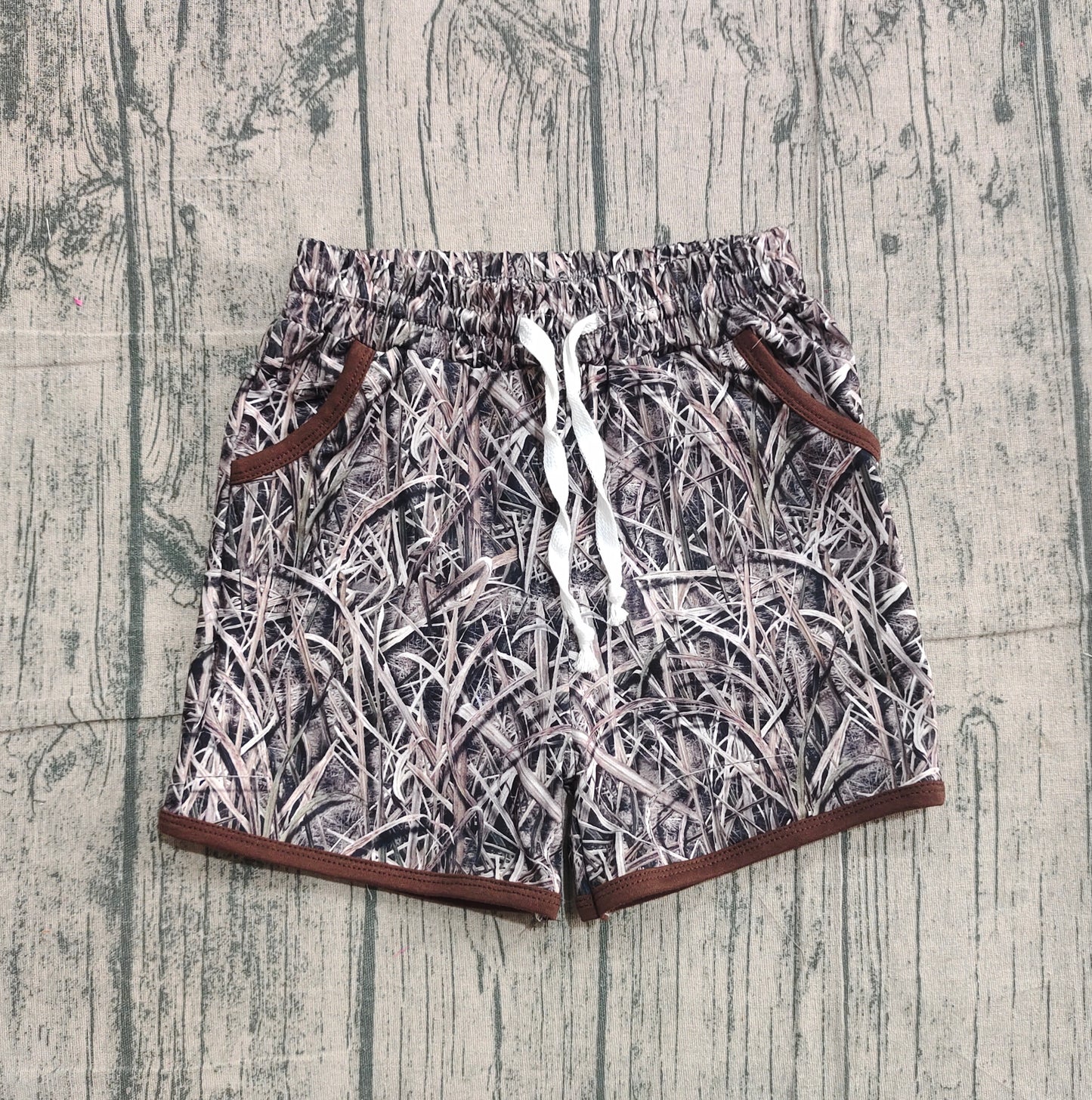 (Pre-order)SS0674 Branch Camo Print Pockets Kids Summer Bottom Shorts