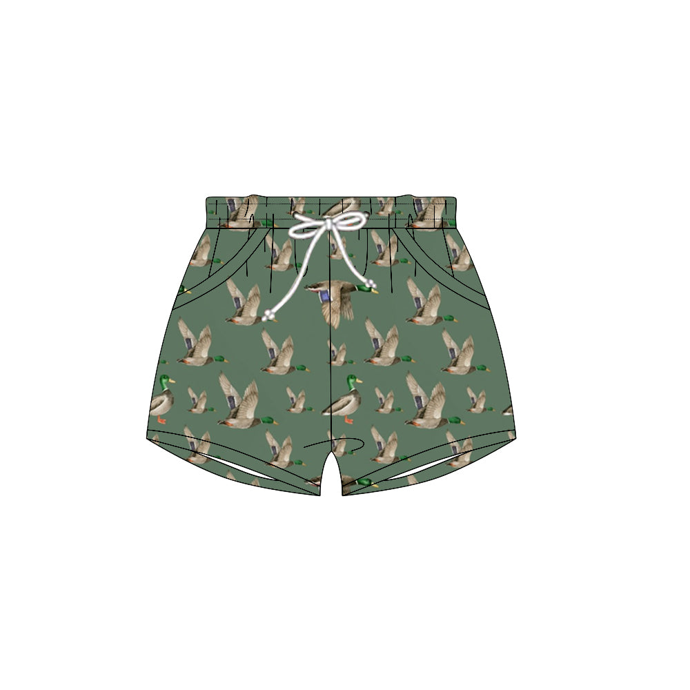 (Pre-order)SS0691 Duck Green Print Boys Summer Pockets Bottom Shorts