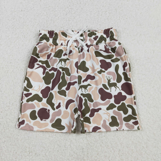 SS0699 Dog Duck Khaki Camo Print Boys Summer Bottom Shorts
