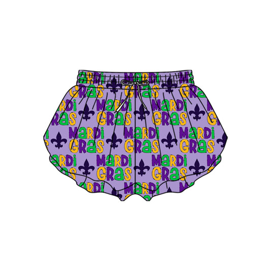 (Pre-order)SS0708 Anchor Purple Girls Mardi Gras Bottom Flutter Yoga Shorts