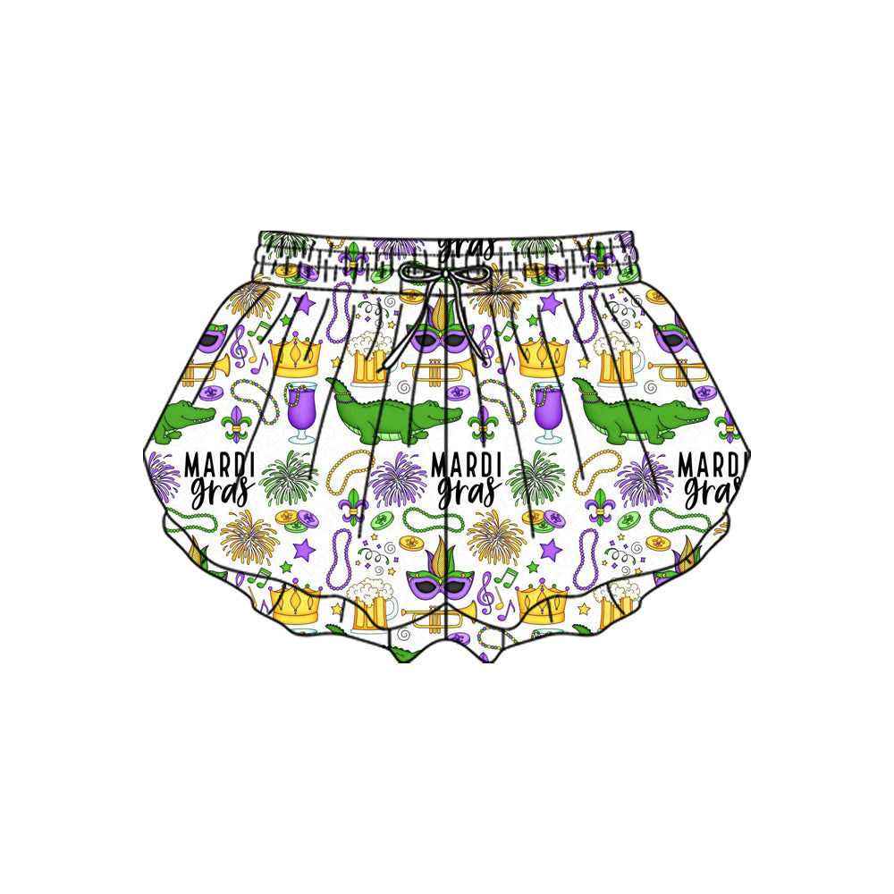 (Pre-order)SS0709 Fireworks Stars Crocodile Girls Mardi Gras Bottom Flutter Yoga Shorts