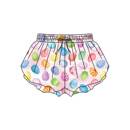 (Pre-order)SS0713 Colorful Eggs Girls Easter Bottom Flutter Yoga Shorts