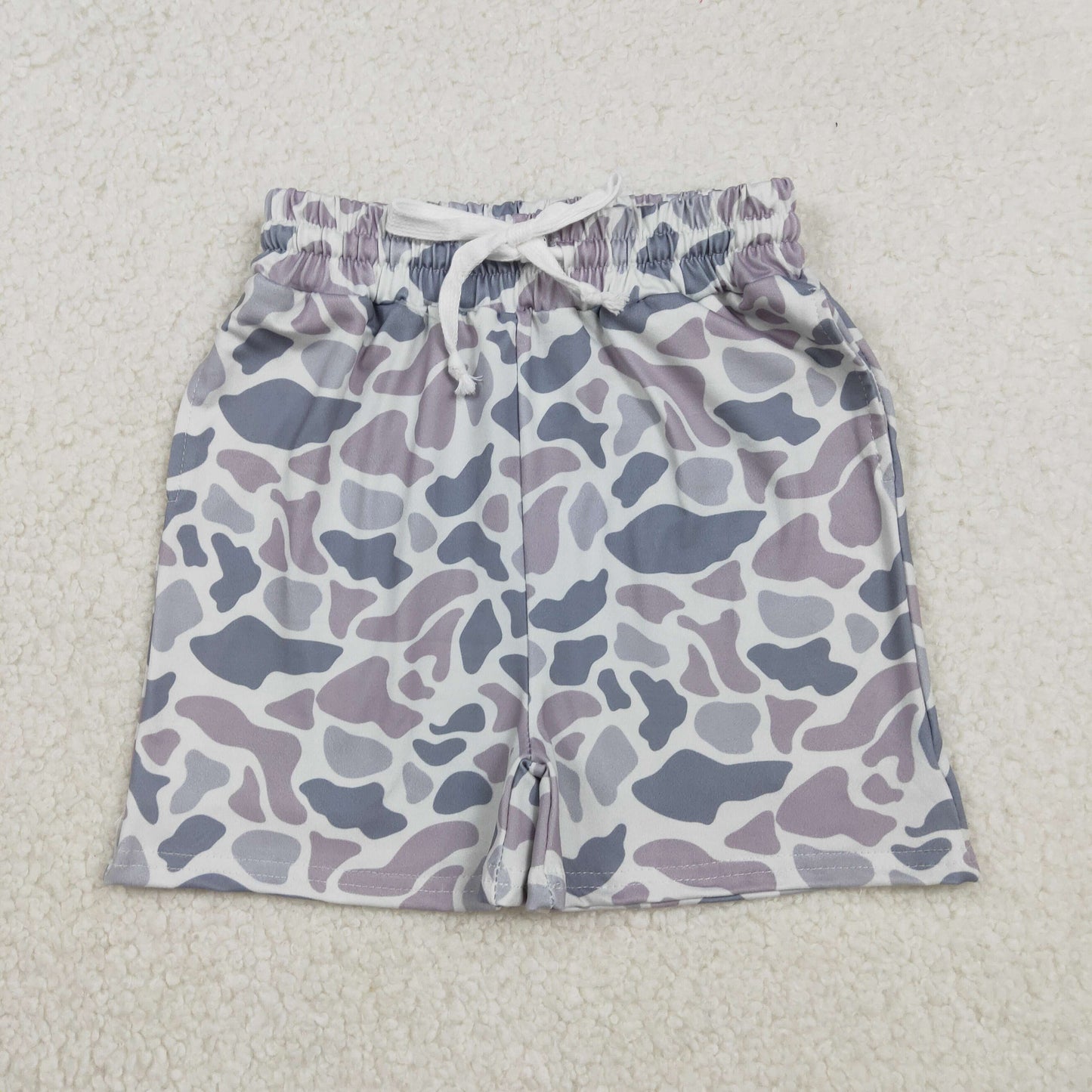 SS0730 Grey Camo Print Kids Summer Bottom Shorts