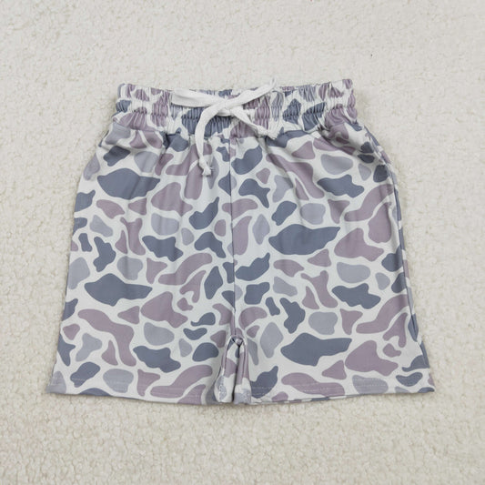 SS0730 Grey Camo Print Kids Summer Bottom Shorts