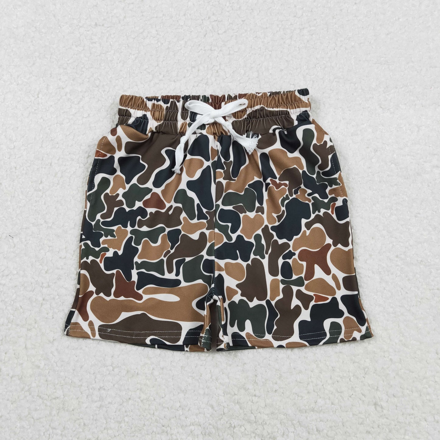 SS0359 Dark Brown Camo Print Kids Summer Bottom Shorts