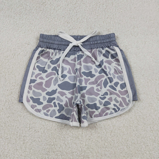 SS0740 Grey Camo Print Kids Summer Bottom Shorts