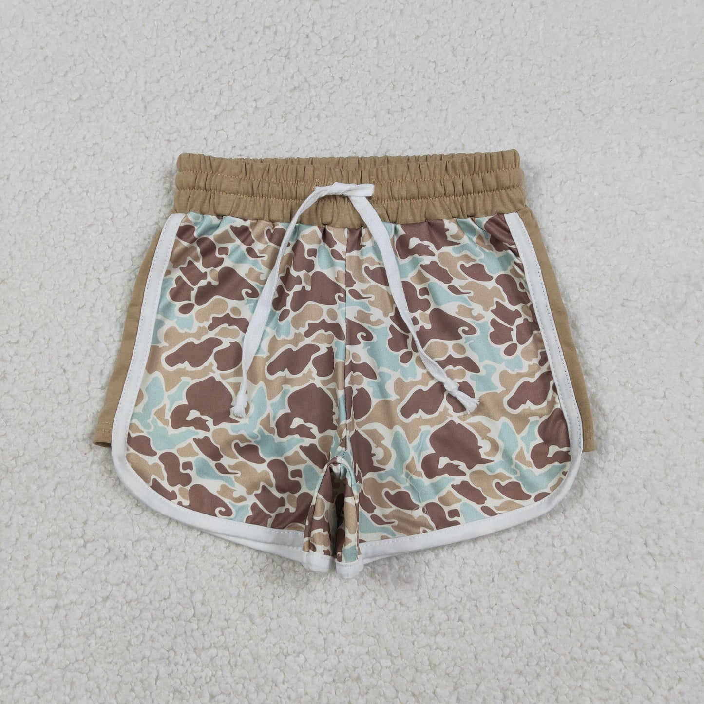 SS0741 Brown Blue Camo Print Kids Summer Bottom Shorts