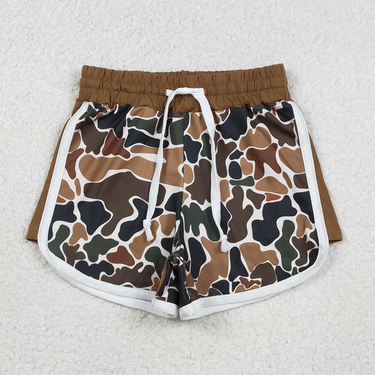 SS0742 Brown Camo Print Kids Summer Bottom Shorts