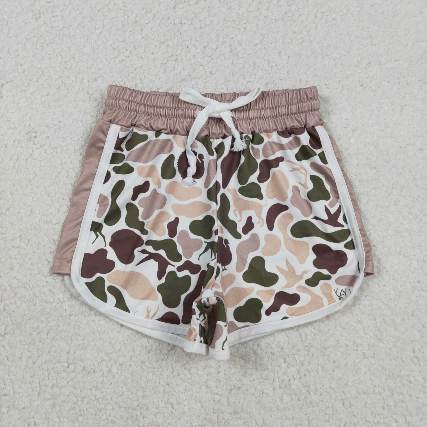 SS0743 Khaki Camo Print Kids Summer Bottom Shorts