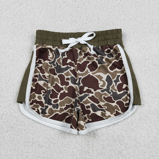 SS0745 Dark Brown Camo Print Kids Summer Bottom Shorts
