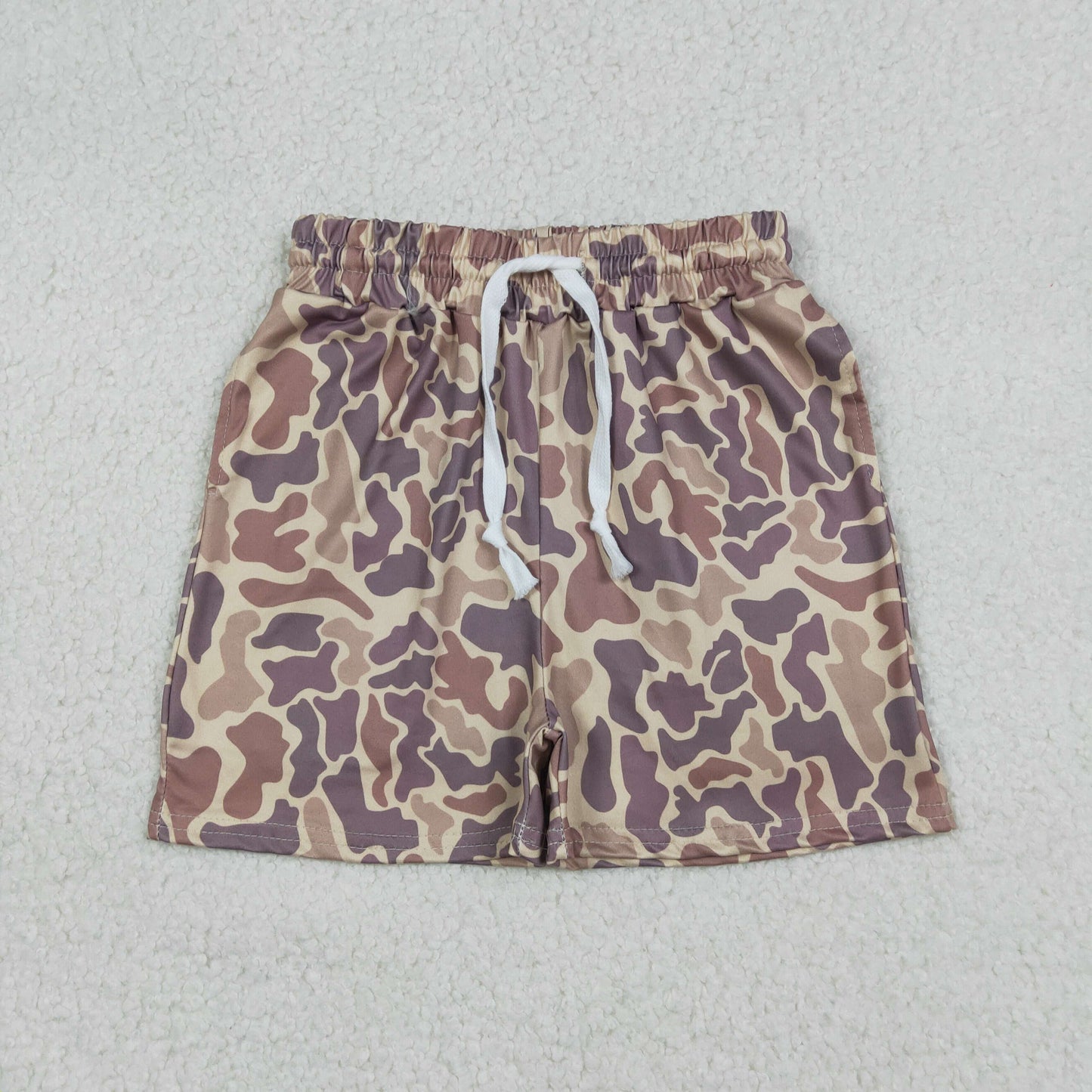 SS0762 Brown Camo Print Kids Summer Bottom Shorts
