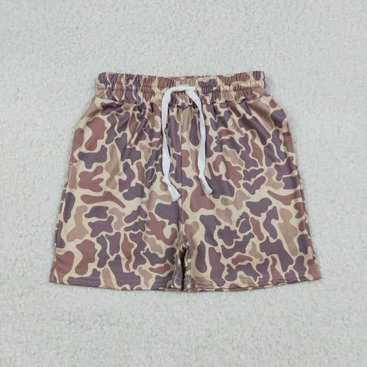 SS0762 Brown Camo Print Kids Summer Bottom Shorts