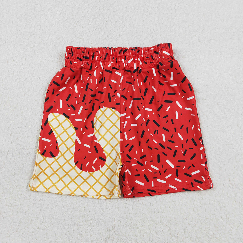 SS0776 Red Sprinkles Print Boys Summer Bottom Shorts