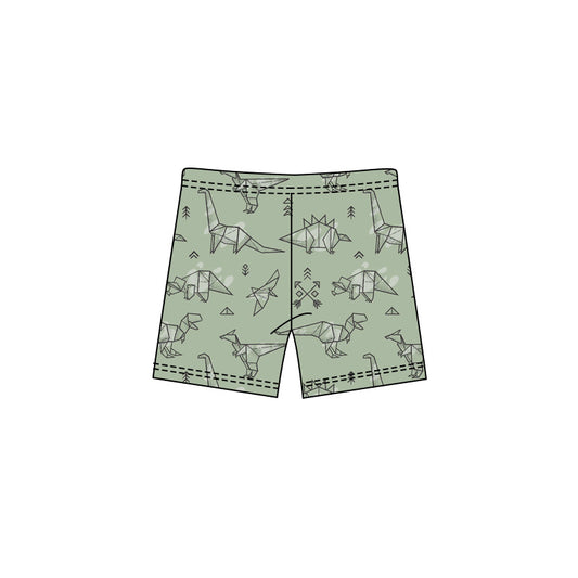 (Pre-order)SS0786  Dino Green Print Boys Summer Bottom Shorts