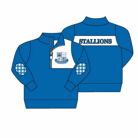 (Custom Design Preorder MOQ 5) Team's STALLIONS Blue Print Boys Pullover Tee Shirts Top