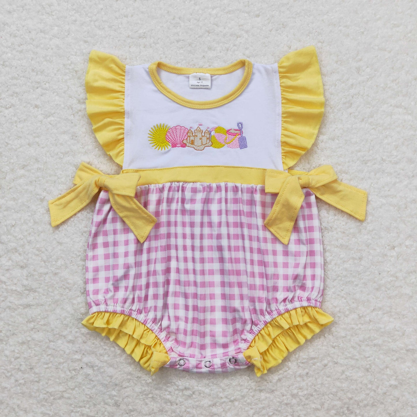 SR0701  Sandbeach Play Ball Print Baby Girls Summer Romper