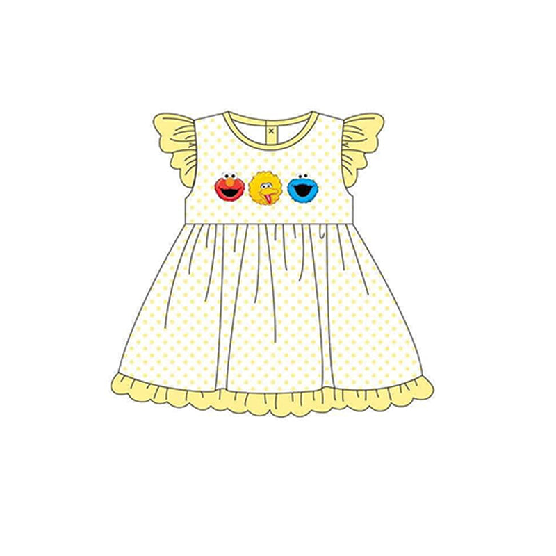 (Custom Design Preorder MOQ 5) Cartoon Street Print Girls Summer Dress