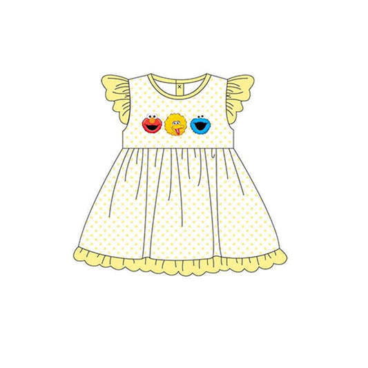 (Custom Design Preorder MOQ 5) Cartoon Street Print Girls Summer Dress