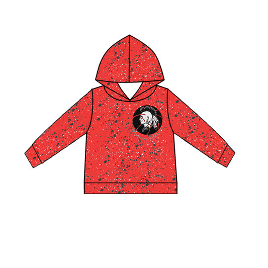 (Custom Design Preorder MOQ 5 Each Item)Team's Shawnee Indians Basketball Red Print Hoodie Top Mom and Me Matching Clothes