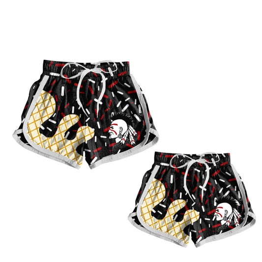 (Custom Design Preorder MOQ 5 Each Design) Team's Shawnee Indians Sprinkles Print Summer Bottom Sports Shorts Mom and Me Matching Clothes